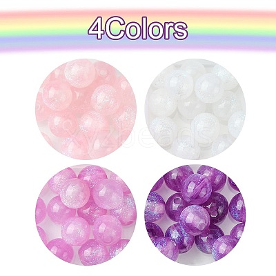64Pcs 4 Colors Round Imitation Cat Eye Resin Beads RESI-FS0001-66B-1