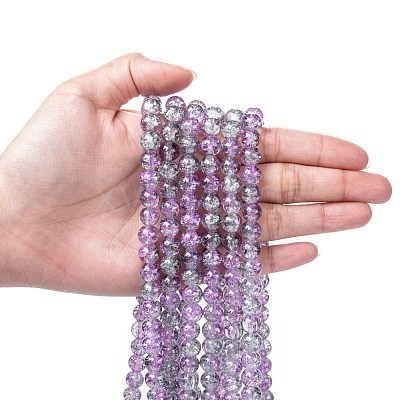 Spray Painted Crackle Glass Beads Strands CCG-Q002-8mm-02-1
