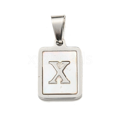 304 Stainless Steel Pave Natural White Shell Pendants STAS-S130-03P-X-1