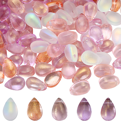 150Pcs 5 Colors Transparent Spray Painted Glass Charms GLAA-SC0001-93-1