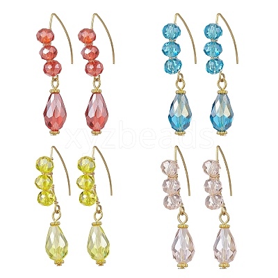 Teardrop Electroplate Glass Dangle Earrings EJEW-JE06797-1