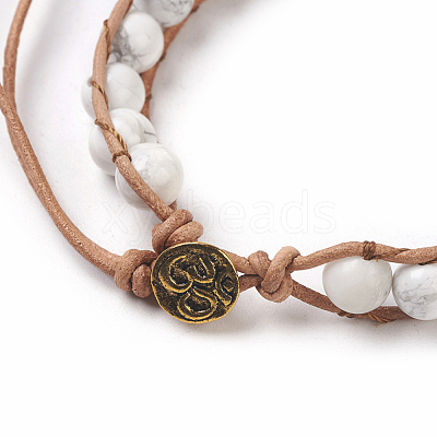 Natural Howlite Cord Beaded Bracelets BJEW-E351-02A-1