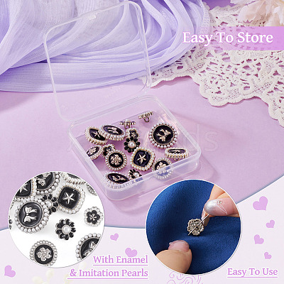15Pcs 5 Styles 1-Hole Alloy Enamel Shank Buttons BUTT-TA0001-47B-1