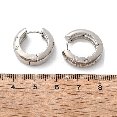 Clear Cubic Zirconia Star Hoop Earrings EJEW-C022-06P-01-1