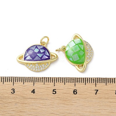 Brass Micro Pave Clear Cubic Zirconia Pendants KK-C045-18G-1