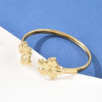 304 Stainless Steel Cuff Bangles for Women BJEW-A147-01A-G-1