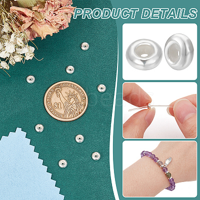 8Pcs Sterling Silver Beads STER-BC0002-48A-S-1