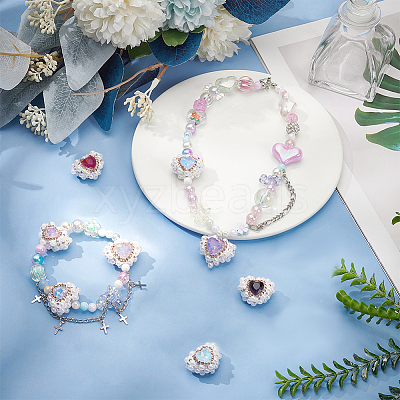 7Pcs 7 Colors Polymer Clay Rhinestone with Crystal Beads FIND-FG0003-56-1