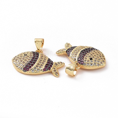 Brass Micro Pave Clear Cubic Zirconia Pendants ZIRC-F135-02G-03-1