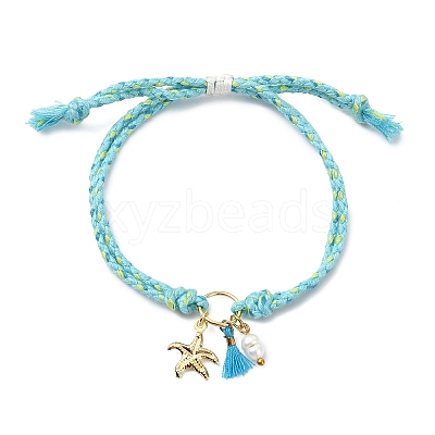 Starfish Brass Charm Bracelets BJEW-JB13886-1