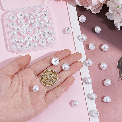 50Pcs 1-Hole Brass ABS Plastic Imitation Pearl Shank Buttons KY-CY0001-17-1