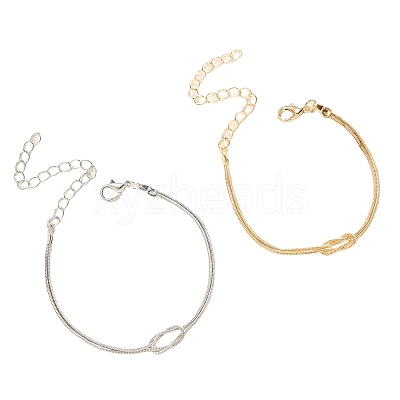 2Pcs Simple Alloy Love Knot Couple Bracelet Set PW-WGF0160-01-1
