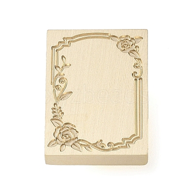 Rectangle Flower Frame Brass Stamp Heads AJEW-M037-04G-04-1