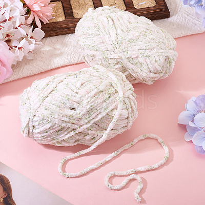 2 Skeins Super Bulky Speckled Chenille Polyester Yarn OCOR-TA0003-10-1