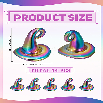 14Pcs Rainbow Color Alloy Pendants FIND-LP0002-78-1