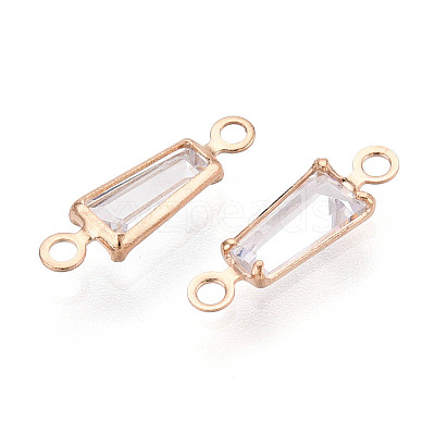 Brass Pave Clear Cubic Zirconia Links/Connector Charms ZIRC-T017-08KCG-1