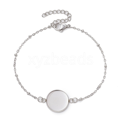 304 Stainless Steel Round Cabochon Setting Bracelets BJEW-JB11090-02-1