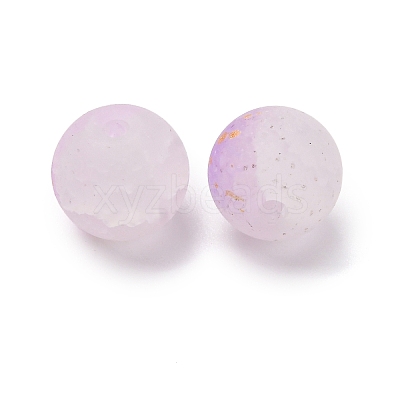 Frosted Baking Paint Crackle Glass Beads with Glitter Powder DGLA-T004-8mm-01E-1