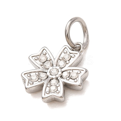 304 Stainless Steel Micro Pave Clear Cubic Zirconia Charms CU-CBAB6EC-24P-1