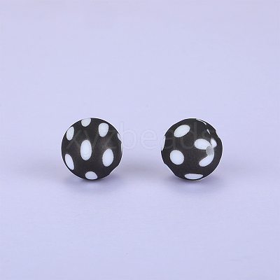 Printed Round Silicone Focal Beads SI-JX0056A-47-1