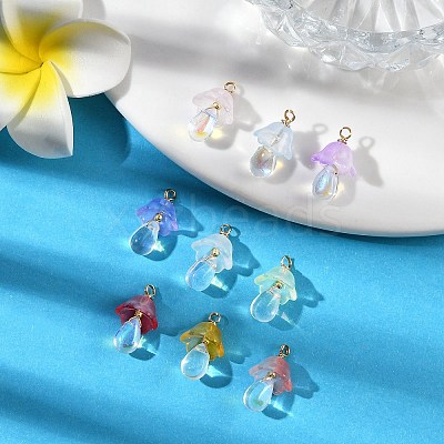 10Pcs Transparent Glass Pendants PALLOY-JF02944-1