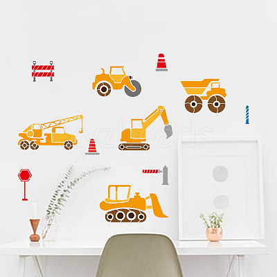 1 Set Engineering Vehicle PET Hollow Out Drawing Painting Stencils DIY-MA0001-31-1
