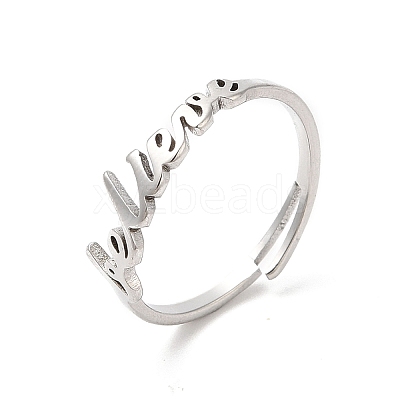 Non-Tarnish 304 Stainless Steel Word Adjustable Ring LS-RJEW-L107-026P-1