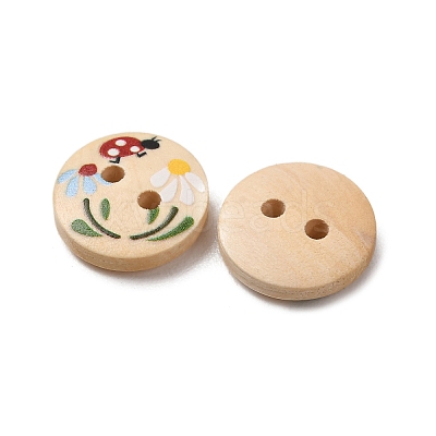2-Hole Printed Opaque Resin Buttons RE-CBABDF1-20-1