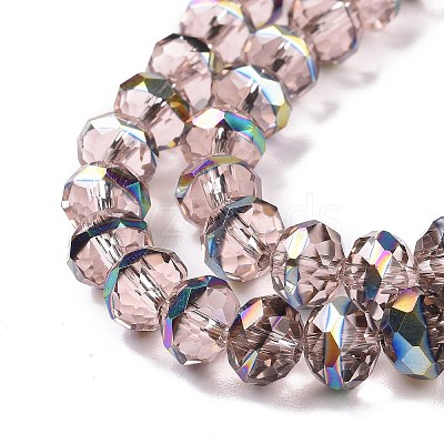 Transparent Electroplate Glass Beads Strands GLAA-F122-02B-1