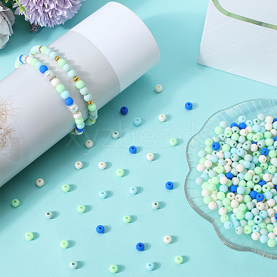 1000Pcs Frosted Opaque Acrylic Beads OACR-SP0001-32B-1