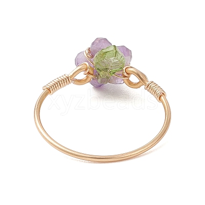 Copper Wired Gemstone Finger Rings RJEW-JR00976-1