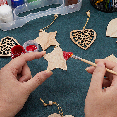 2 Sets 2 Style Christmas Theme Wood Pendants Decoration HJEW-GF0001-39B-1