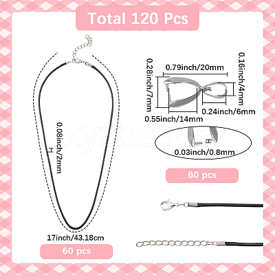 60Pcs 2MM Round Imitation Leather Cord Necklace Making NJEW-SC0001-93-1
