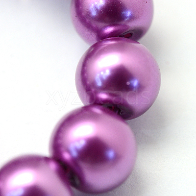 Baking Paint Pearlized Glass Pearl Round Bead Strands LS-HY-Q003-10mm-16-1