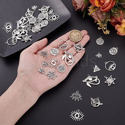 110Pcs 11 Styles Alloy Pendant Rhinestone Settings FIND-GA0006-99AS-1