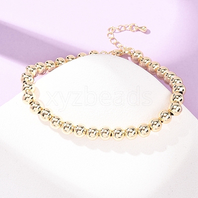 Round Brass Beaded Bracelets for Women BJEW-H640-04A-G-1