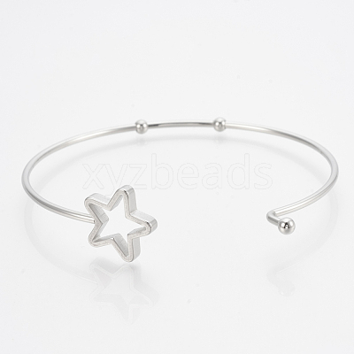 Tarnish Resistant 304 Stainless Steel Bangles STAS-N084-01-1