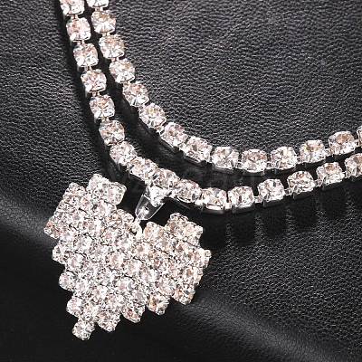 Alloy Full Crystal Rhinestone Heart Charm Double Layer Waist Chain WG7517E-04-1