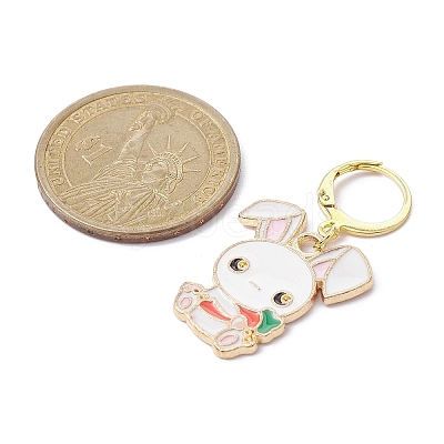 Easter Rabbit Alloy Enamel Pendant Decoration HJEW-JM01310-01-1