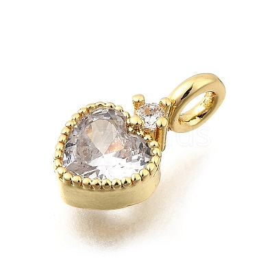 Brass Pave Cubic Zirconia Charms KK-Q097-03D-G-1