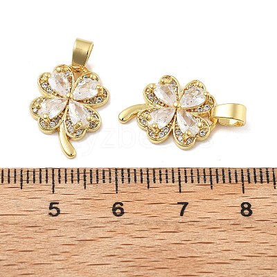 Clover Brass Micro Pave Cubic Zirconia Pendants KK-M325-13B-G-1