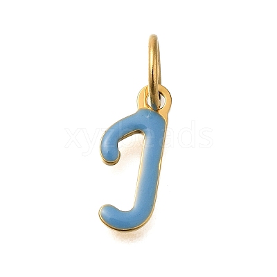 Ion Plating(IP) 304 Stainless Steel Enamel Alphabet Charms STAS-F308-02G-J-1