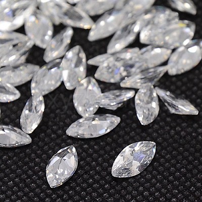 Clear Grade A Horse Eye Cubic Zirconia Pointed Back Cabochons X-ZIRC-M003-4x2mm-007-1