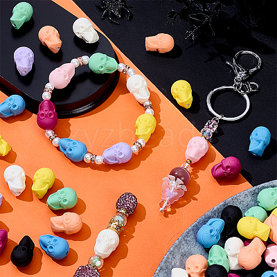 54Pcs 9 Colors Rubberized Style Opaque Acrylic Beads SACR-PH0002-38-1