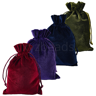 4Pcs 4 Colors Rectangle Velvet Drawstring Pouches TP-CN0001-35A-1
