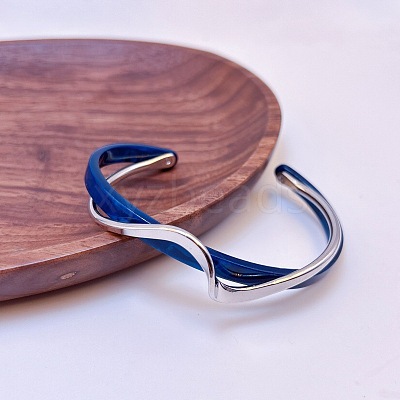 Wave Acrylic & CCB Plastic Cuff Bangles for Women FS-WGC603E-08-1