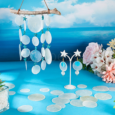 90Pcs 3 Styles Natural Capiz Shell Disc Connector Charms BSHE-MB0001-01-1