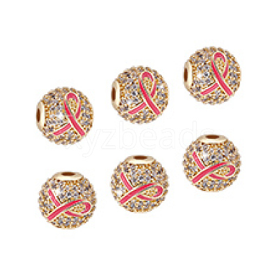 6Pcs Brass Micro Pave Cubic Zirconia Beads KK-PH0011-81-1