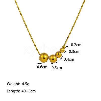 304 Stainless Steel Round Graduated Beaded Pendant Necklaces for Women WG0AAA5-01-1