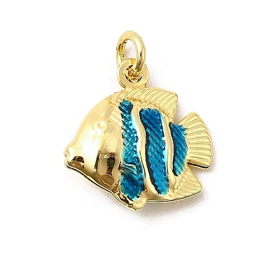 Brass Enamel Pendants KK-I378-13G-C-1